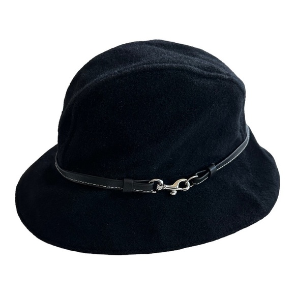 Coach Women’s Leather Trim Wool Fedora in Black S main image 7